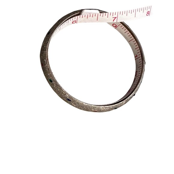 Vintage Sterling Silver Textured Bangle Bracelet & Matching Hoop Earrings With M - Picture 8 of 11